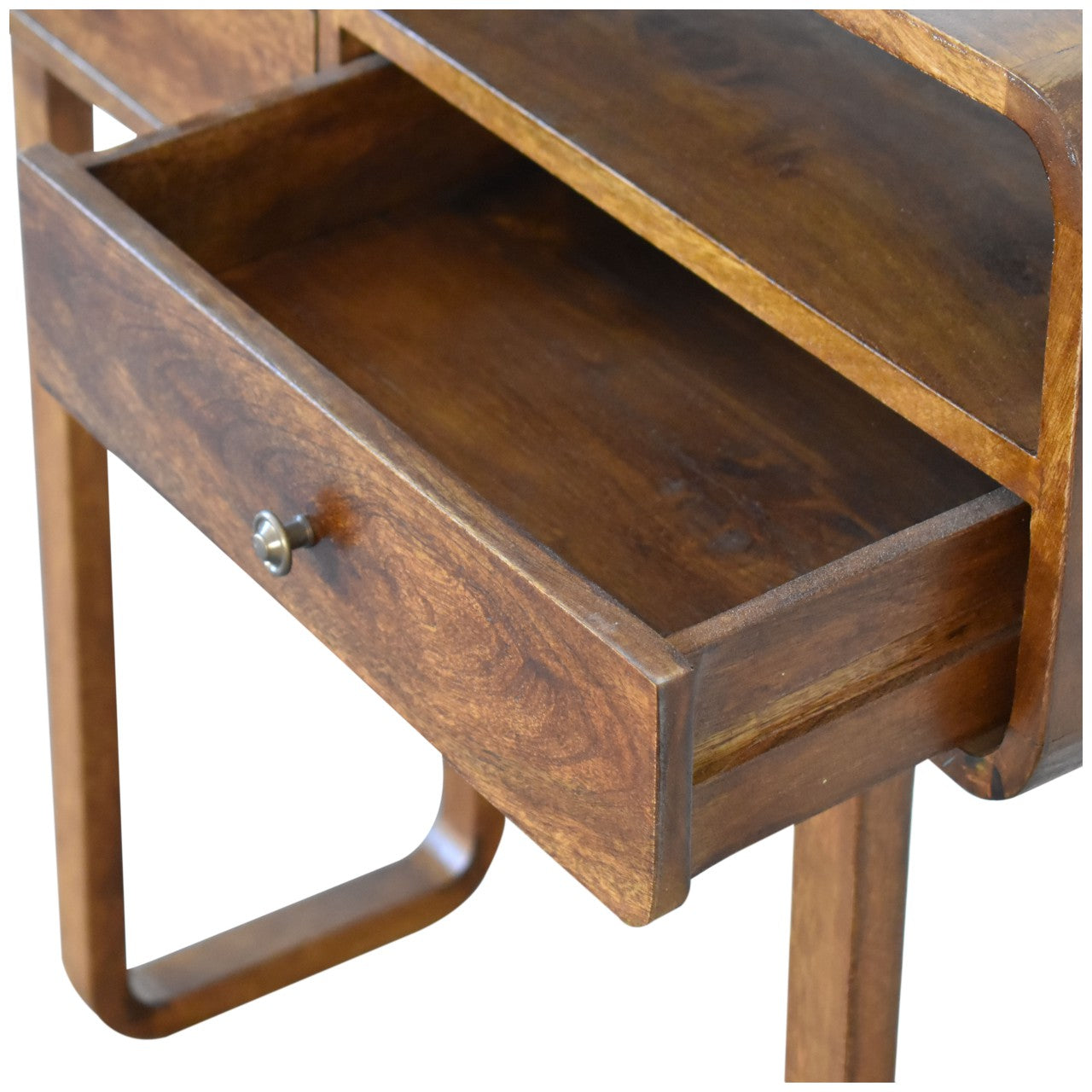 U-Curved Chestnut Console Table - Luxe Home Comforts