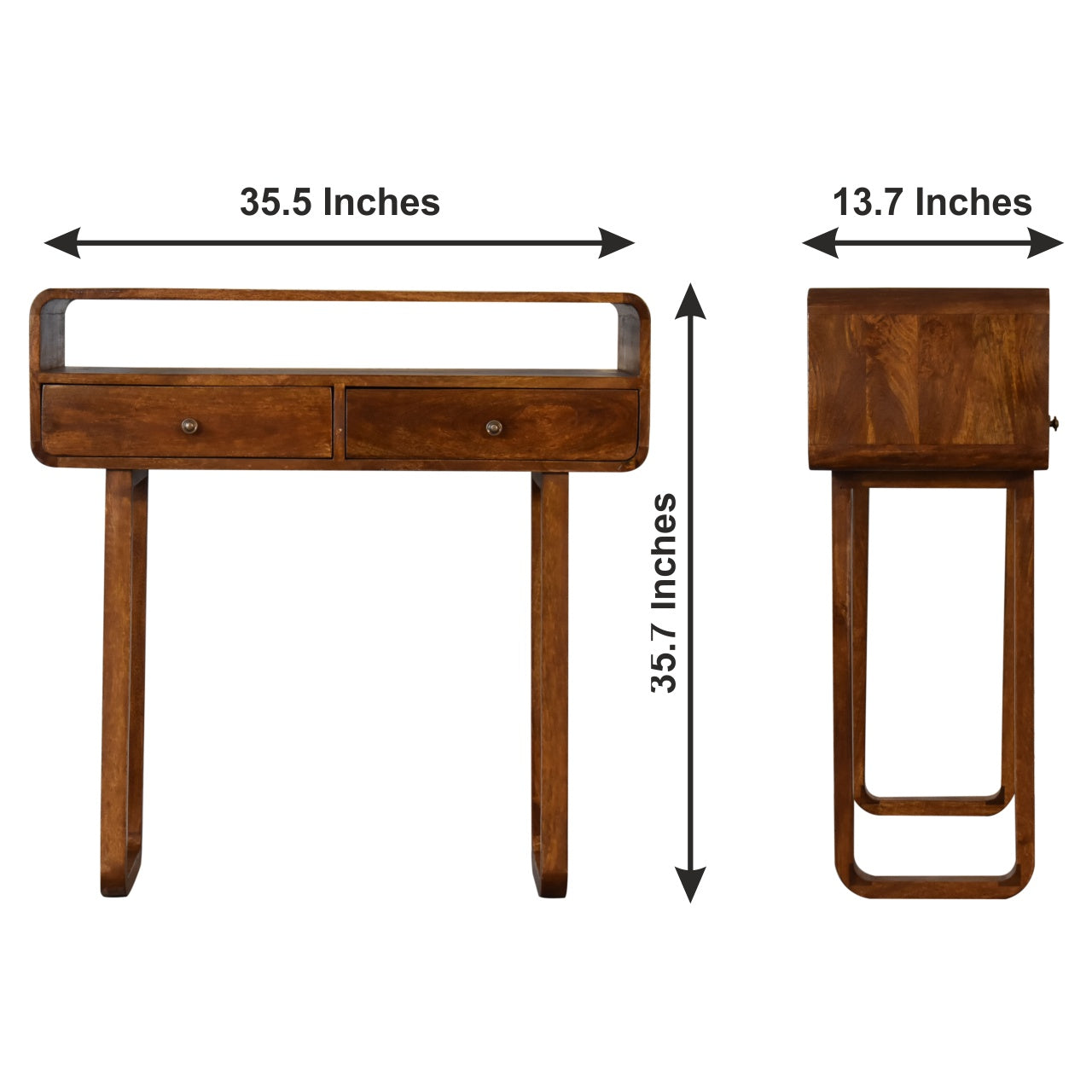 U-Curved Chestnut Console Table - Luxe Home Comforts