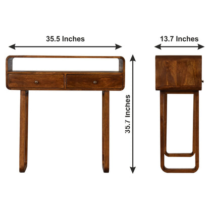 U-Curved Chestnut Console Table - Luxe Home Comforts