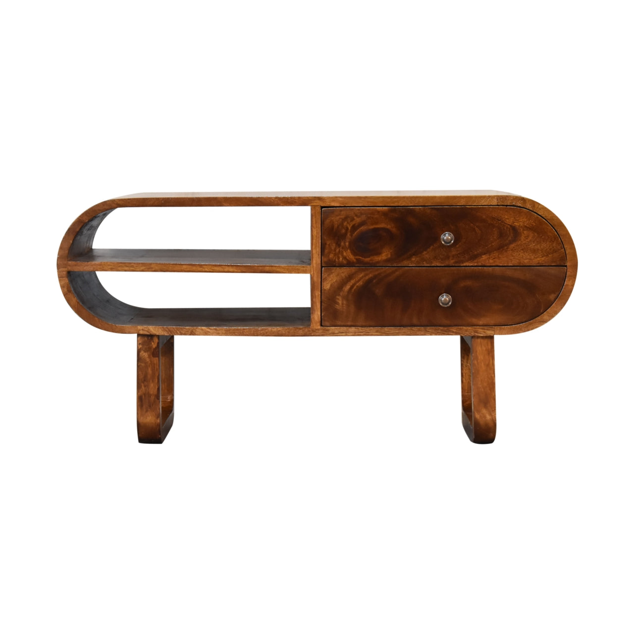 U-Round London Chestnut Media Unit - Luxe Home Comforts