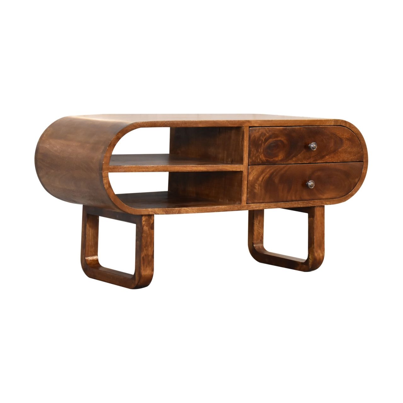 U-Round London Chestnut Media Unit - Luxe Home Comforts