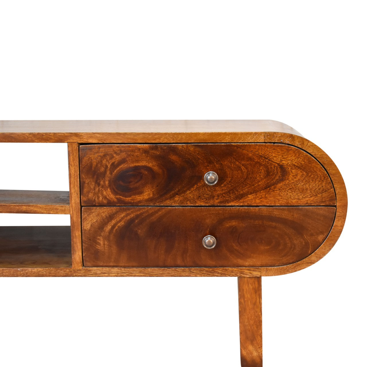 U-Round London Chestnut Media Unit - Luxe Home Comforts