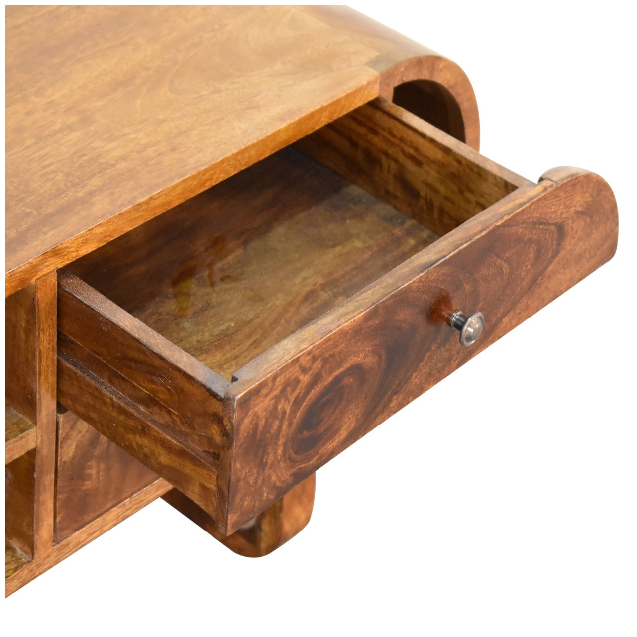 U-Round London Chestnut Media Unit - Luxe Home Comforts