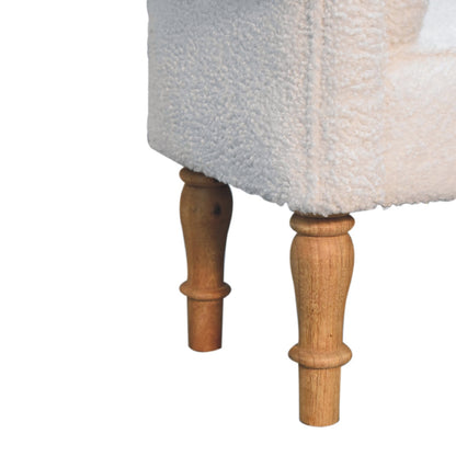 White Boucle Bedroom Bench - Luxe Home Comforts
