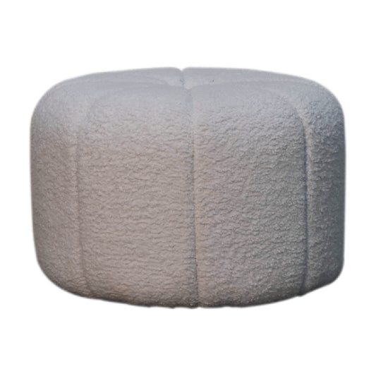 White Boucle Circus Footstool - Luxe Home Comforts