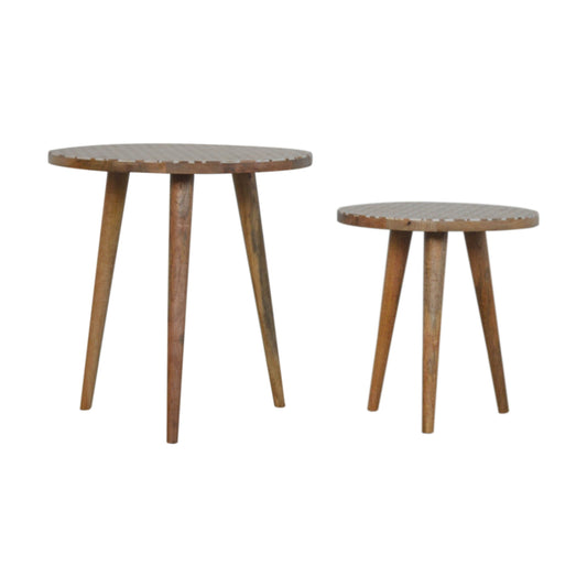 White Pattern Footstool Set of 2 - Luxe Home Comforts