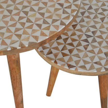 White Pattern Footstool Set of 2 - Luxe Home Comforts