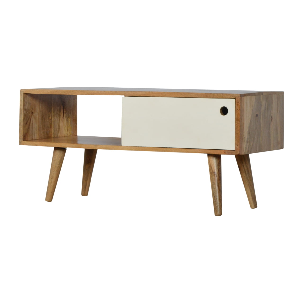 White Sliding Media Unit - Luxe Home Comforts