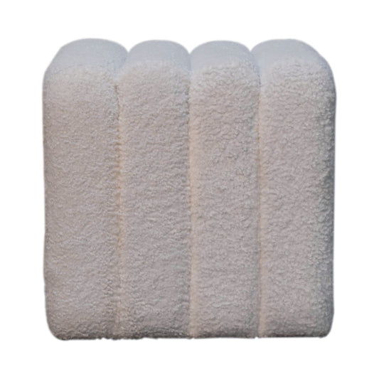 White Wavy Boucle Footstool - Luxe Home Comforts