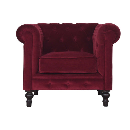 Wine Red Chesterfield Armchair - Luxe Home Comforts