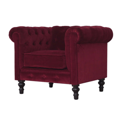 Wine Red Chesterfield Armchair - Luxe Home Comforts