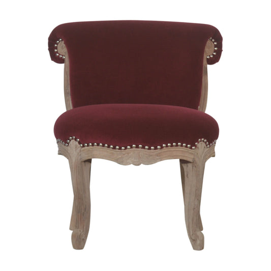 Wine Red Velvet Studded Chair - Luxe Home Comforts