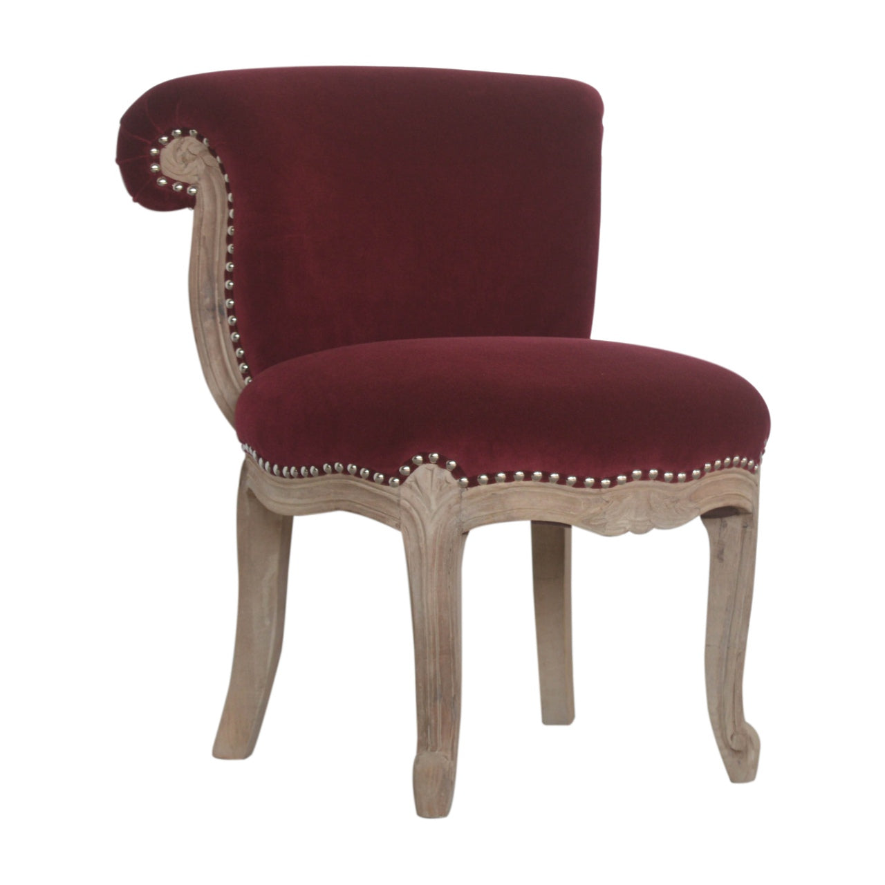 Wine Red Velvet Studded Chair - Luxe Home Comforts