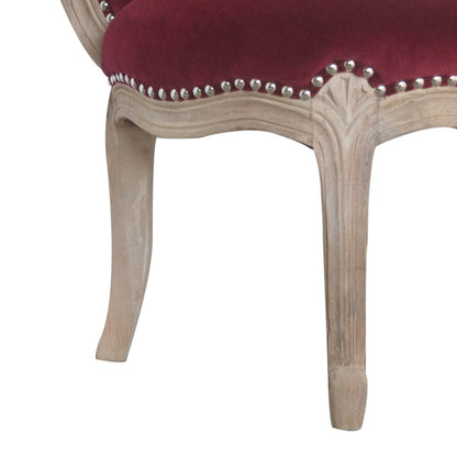 Wine Red Velvet Studded Chair - Luxe Home Comforts