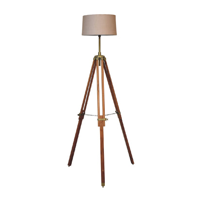Wooden Brass Teak Floor Lamp - Luxe Home Comforts