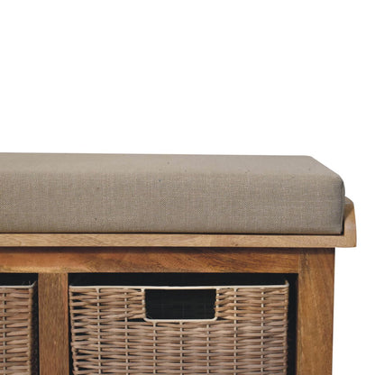 Rattan Basket Linen Bench - Luxe Home Comforts