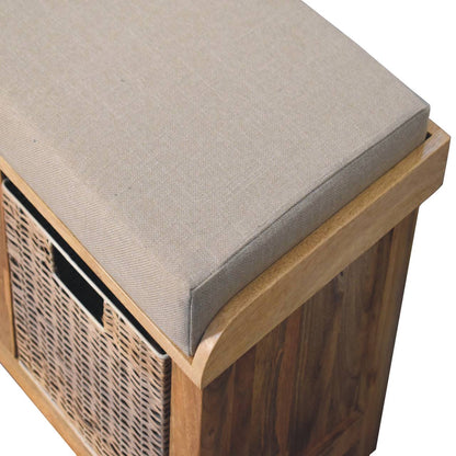 Rattan Basket Linen Bench - Luxe Home Comforts