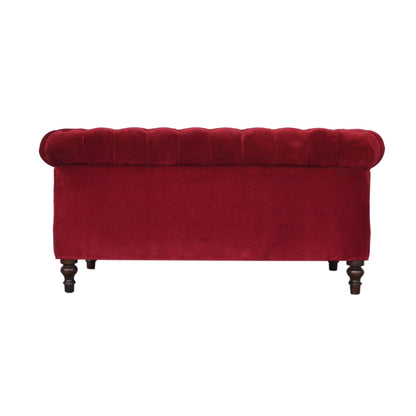 Wine Red Velvet Chesterfield Sofa - Luxe Home Comforts