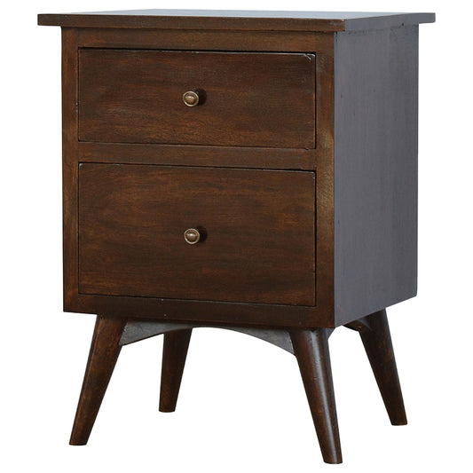 Walnut 2 Drawer Nordic Bedside Table