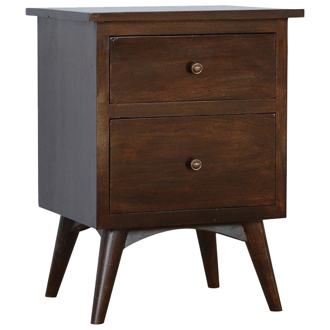 Walnut 2 Drawer Nordic Bedside Table