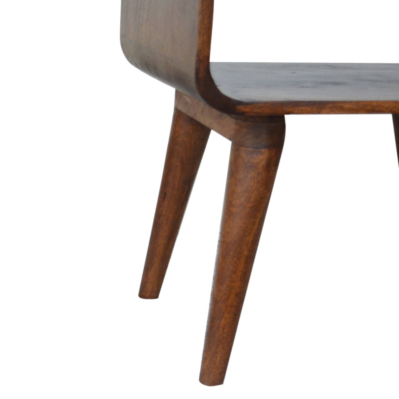 Curved Open Chestnut Bedside Table